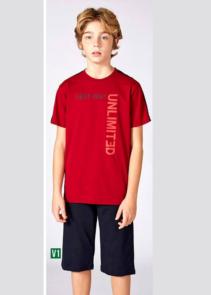 Boys' Turkish cotton pajamas, blouse with shorts 3317
