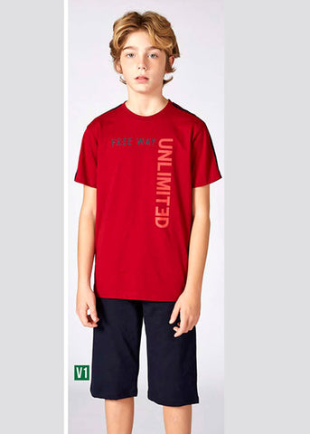 Boys' Turkish cotton pajamas, blouse with shorts 3317