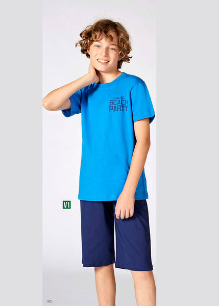 Boys' Turkish cotton pajamas, blouse with shorts 3318