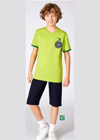 Boys' Turkish cotton pajamas, blouse with shorts 3320