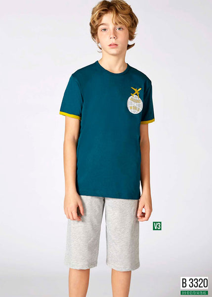 Boys' Turkish cotton pajamas, blouse with shorts 3320