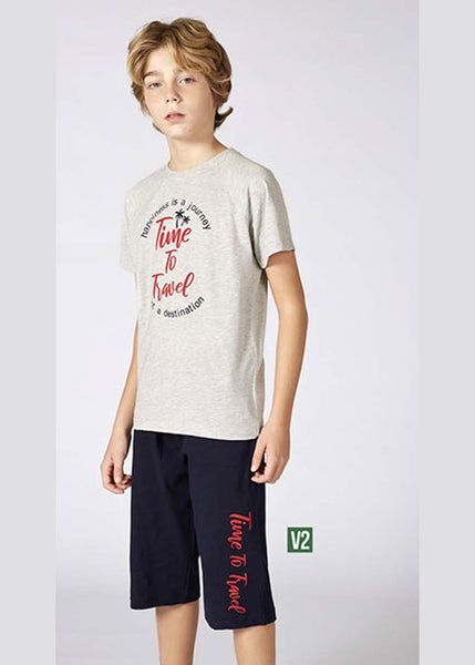 Boys' Turkish cotton pajamas, blouse with shorts 3323