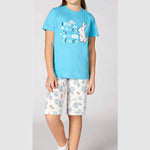 Girls' Cotton Pajamas with Bunny in the Cloud Graphic 3352