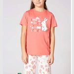 Girls' Cotton Pajamas with Bunny in the Cloud Graphic 3352