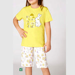 Girls' Cotton Pajamas with Bunny in the Cloud Graphic 3352
