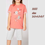 Girls' cotton pajamas with bird prints 3355