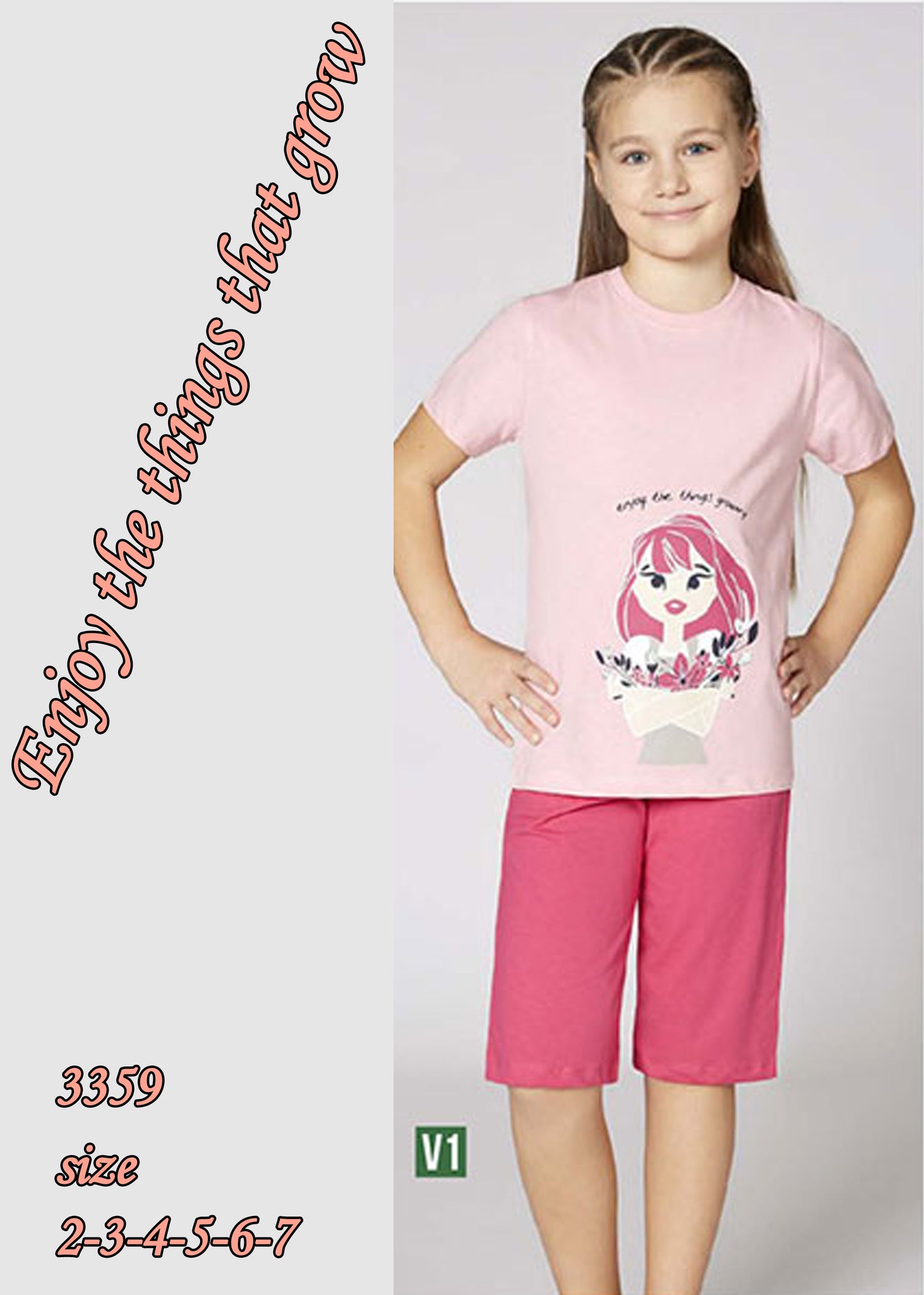 Girls' Cotton Pajamas Enjoy the things that grow 3359