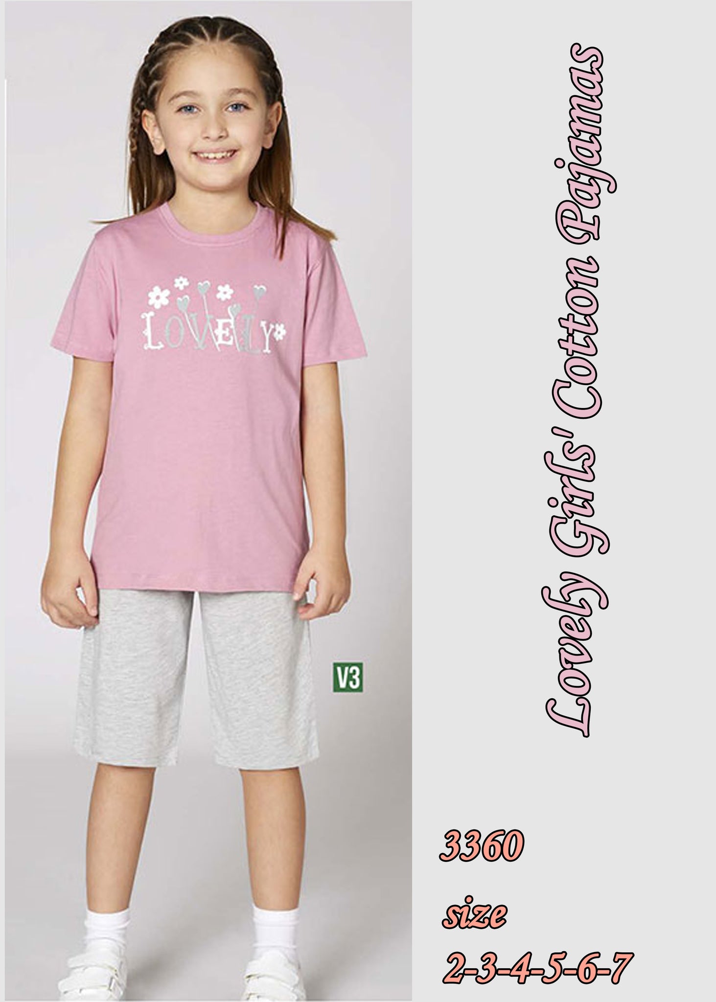 Lovely Girls' Cotton Pajamas 3360