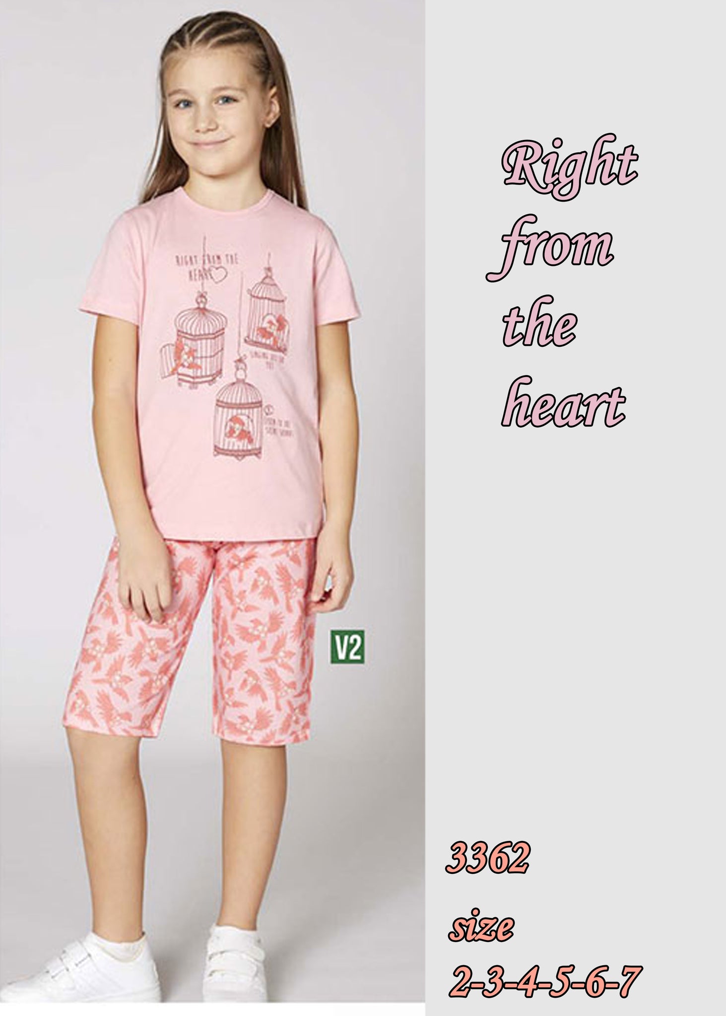Right from the heart girls' cotton pajamas 3362