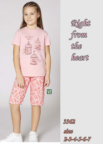 Right from the heart girls' cotton pajamas 3362