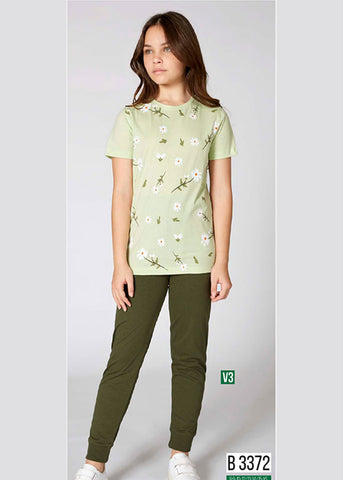 Turkish girls' pajamas, blouse with long pants 3372