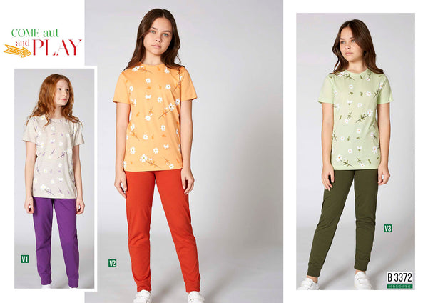 Turkish girls' pajamas, blouse with long pants 3372