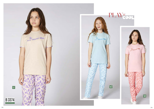 Turkish girls' pajamas, blouse with long pants 3374