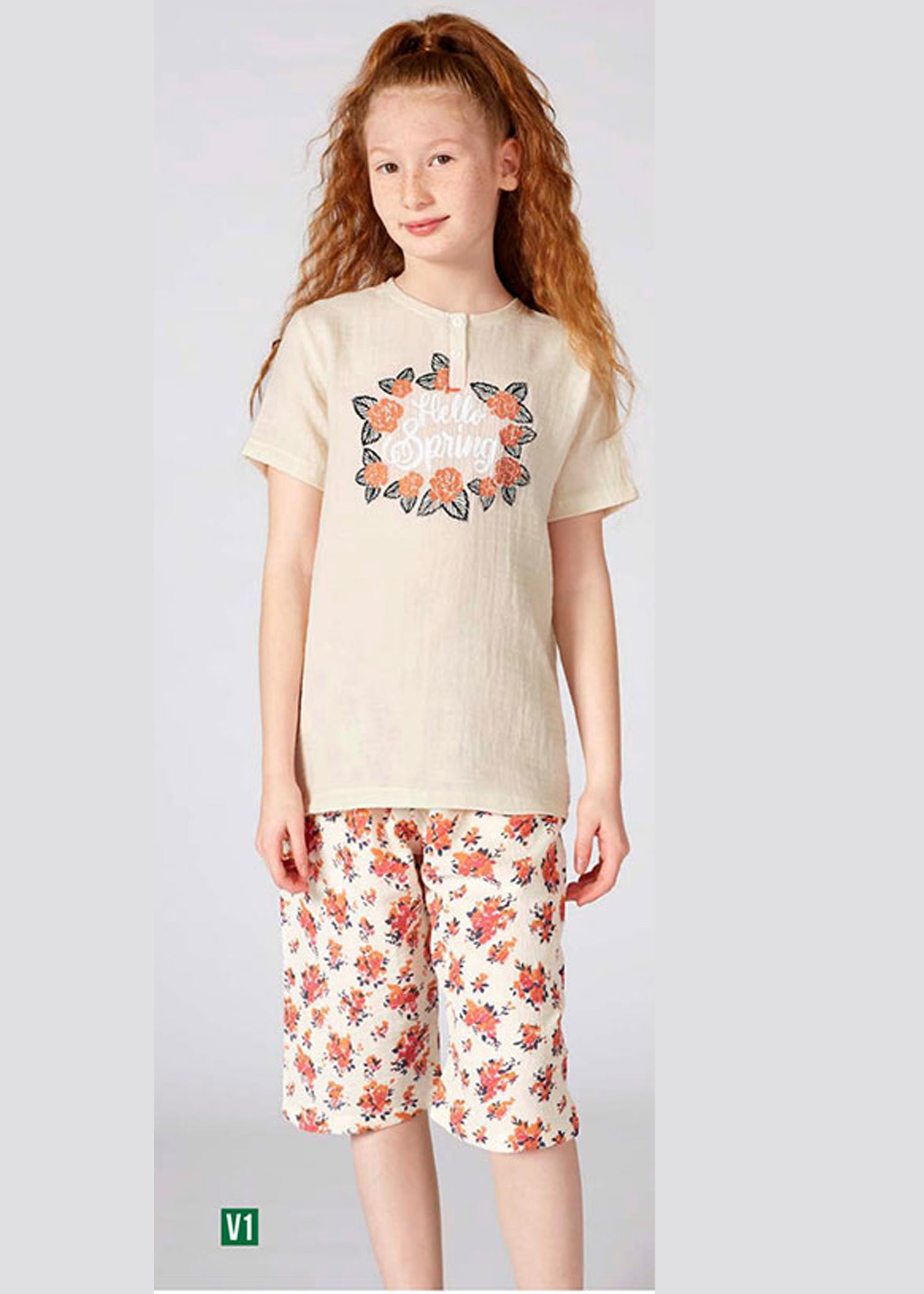 Turkish girls' cotton pajamas, large sizes 3387