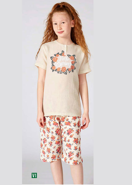 Turkish girls' cotton pajamas, large sizes 3387