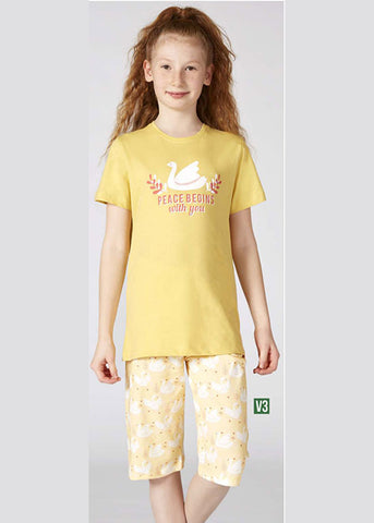 Turkish girls' cotton pajamas, large sizes 3390