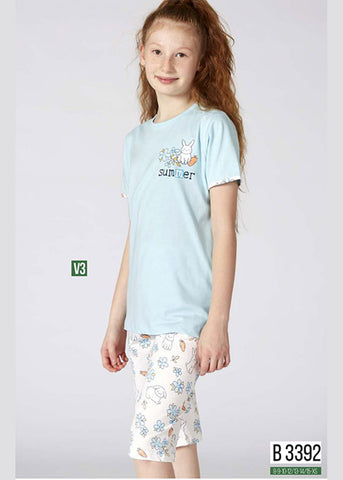 Turkish girls' cotton pajamas, large sizes 3392