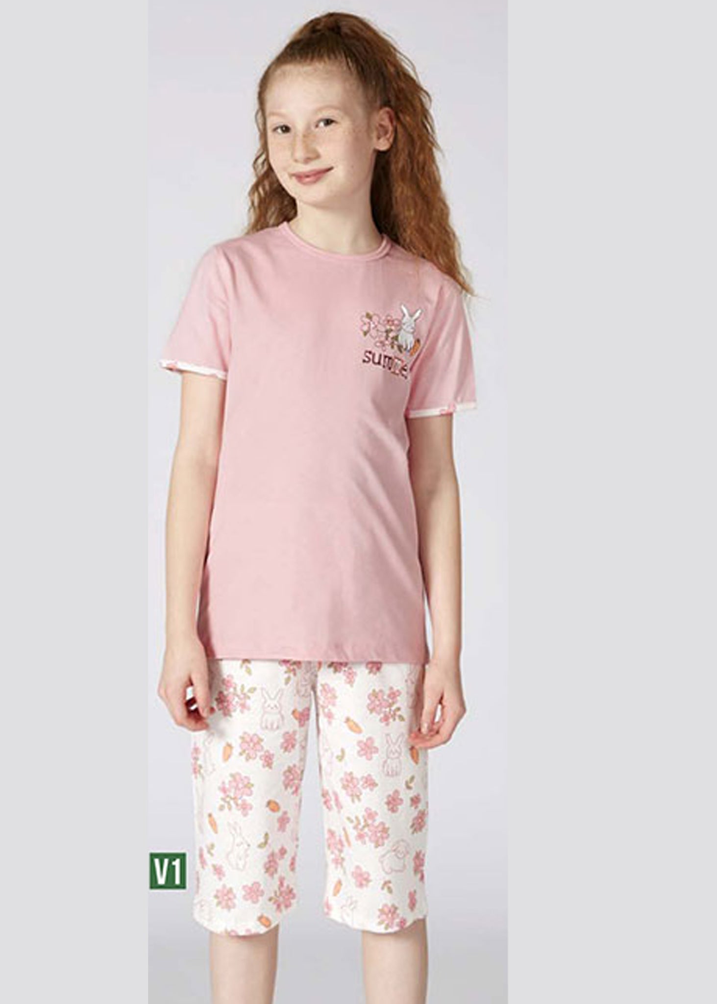 Turkish girls' cotton pajamas, large sizes 3392