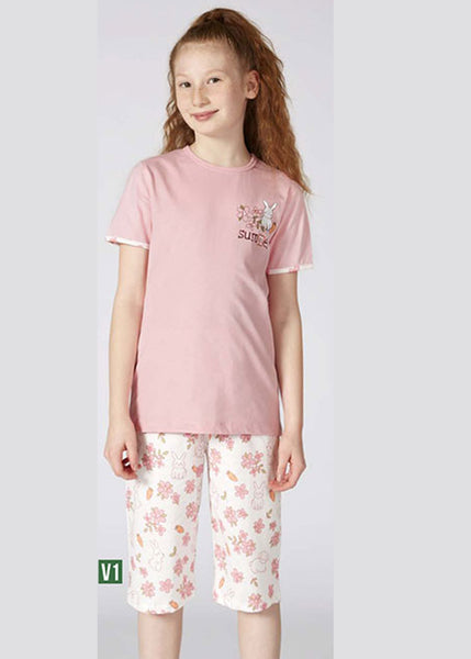 Turkish girls' cotton pajamas, large sizes 3392