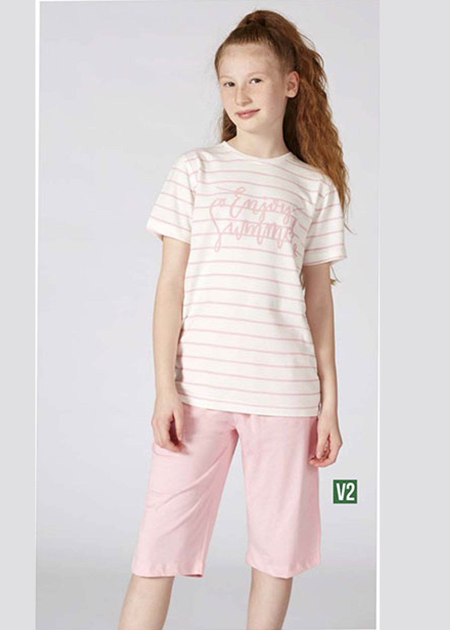 Turkish girls' cotton pajamas, large sizes 3393