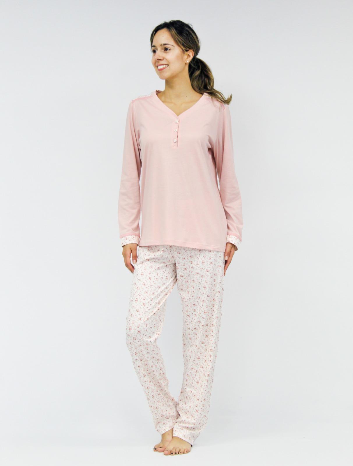 FOMIA Women's pajama top with pants. Long sleeve, cool cotton, made in Portugal. 3702