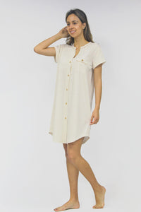 Women's striped robe with wooden buttons 3728