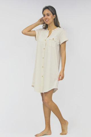 Women's striped robe with wooden buttons 3728