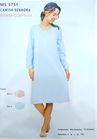 Women's cool cotton long-sleeved dress 3751