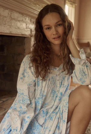 Chateau Bloom Long Sleeve Cotton Flannel Ballet Nightgown00098