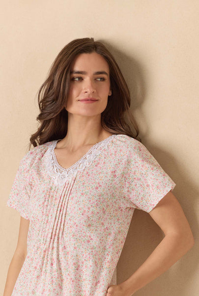 Meadow Floral Waltz Cotton Knit Nightgown 62672-163