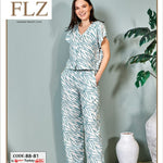 WOMEN'S SUMMER WOVEN TROUSERS SHORT SLEEVE LACE DETAILED SUIT HOMEWEAR FLZ 88-81