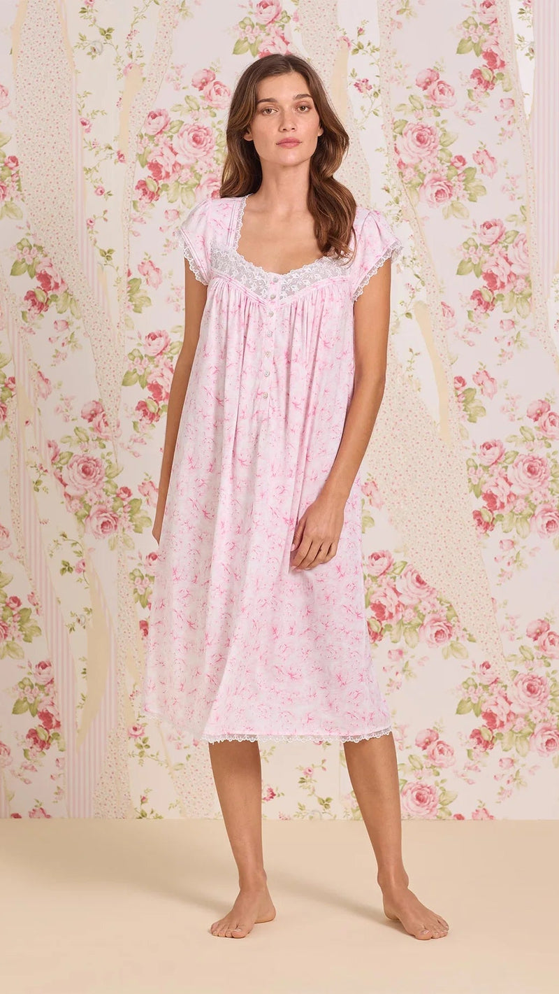 Blush Garden Cotton Modal Cap Sleeve Waltz Nightgown E30122