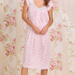Blush Garden Cotton Modal Cap Sleeve Waltz Nightgown E30122