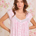 Blush Garden Cotton Modal Cap Sleeve Waltz Nightgown E30122