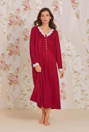 Crimson Sprig Dreamy Sweater Knit Long Sleeve Ballet Nightgown 5026623-618