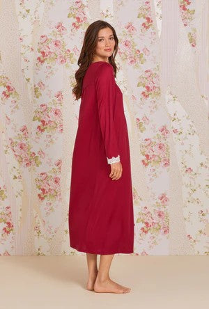 Crimson Sprig Dreamy Sweater Knit Long Sleeve Ballet Nightgown 5026623-618