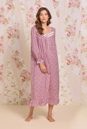 Holiday Camellia Long Sleeve Cotton Lawn Ballet Nightgown 60107-163