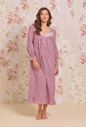 Holiday Camellia Long Sleeve Cotton Lawn Ballet Nightgown 60107-163