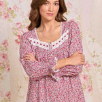 Holiday Camellia Long Sleeve Cotton Lawn Ballet Nightgown 60107-163
