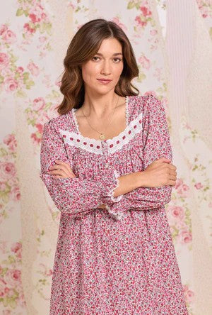 Holiday Camellia Long Sleeve Cotton Lawn Ballet Nightgown 60107-163