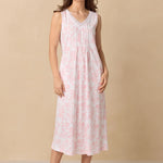 Coral Toile Long Sleeveless Cotton Knit Nightgown 72672-817-