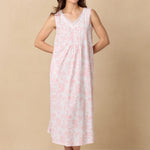 Coral Toile Long Sleeveless Cotton Knit Nightgown 72672-817-