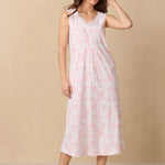Coral Toile Long Sleeveless Cotton Knit Nightgown 72672-817-
