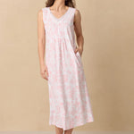 Coral Toile Long Sleeveless Cotton Knit Nightgown 72672-817-