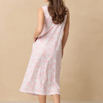 Coral Toile Long Sleeveless Cotton Knit Nightgown 72672-817-