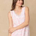 Coral Toile Long Sleeveless Cotton Knit Nightgown 72672-817-