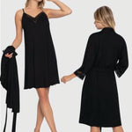 Robe with long sleeve cotton lace shirt 50048