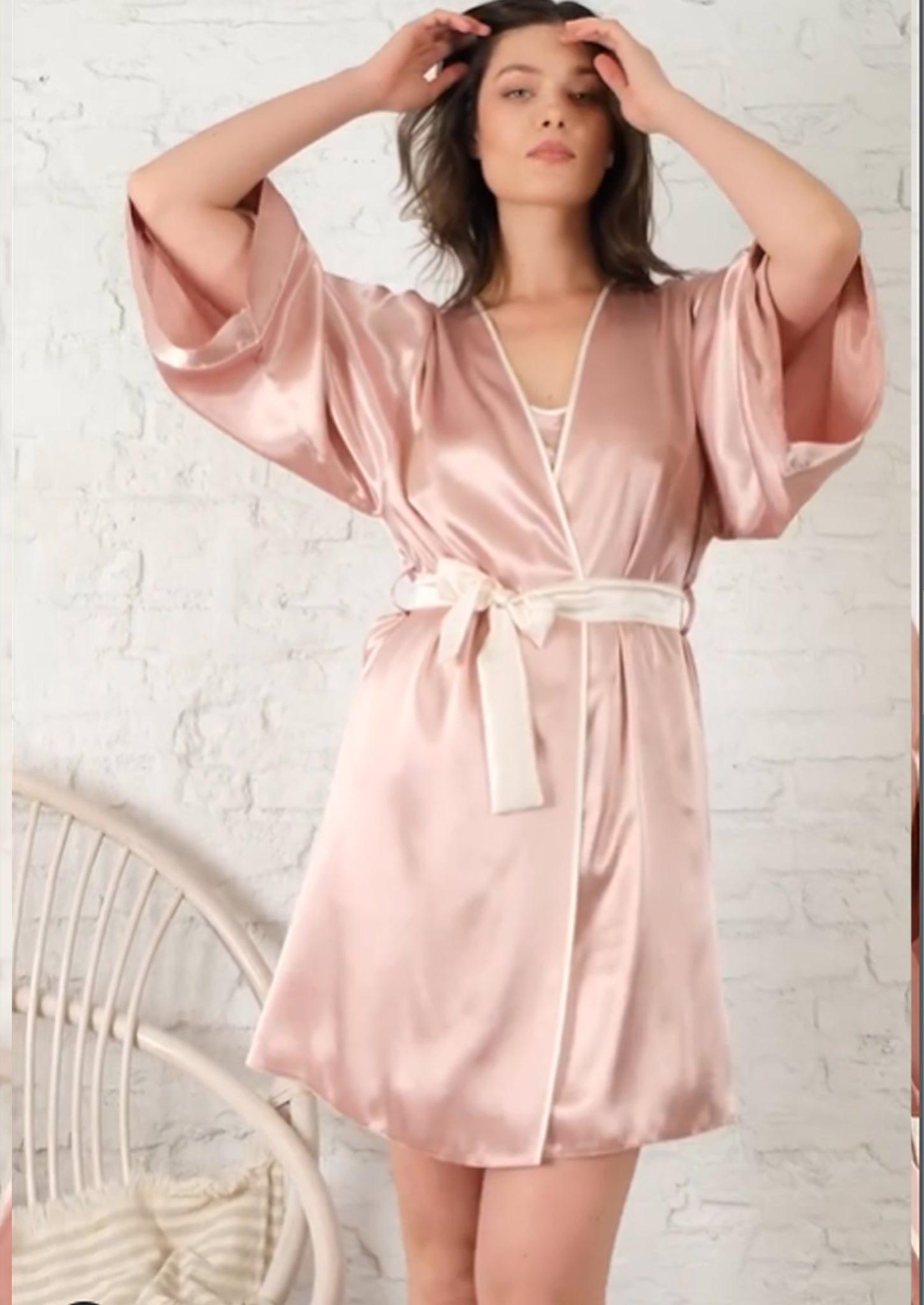 Shirt with soft satin robe 50054