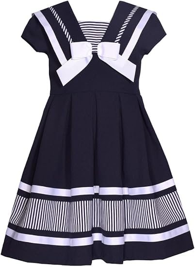 Bonnie Jean Girl's Nautical Sailor Outfit Dress - for Baby, Infant, Toddler, Little and Big Girls 12318