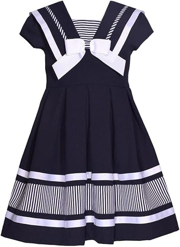 Bonnie Jean Girl's Nautical Sailor Outfit Dress - for Baby, Infant, Toddler, Little and Big Girls 12318